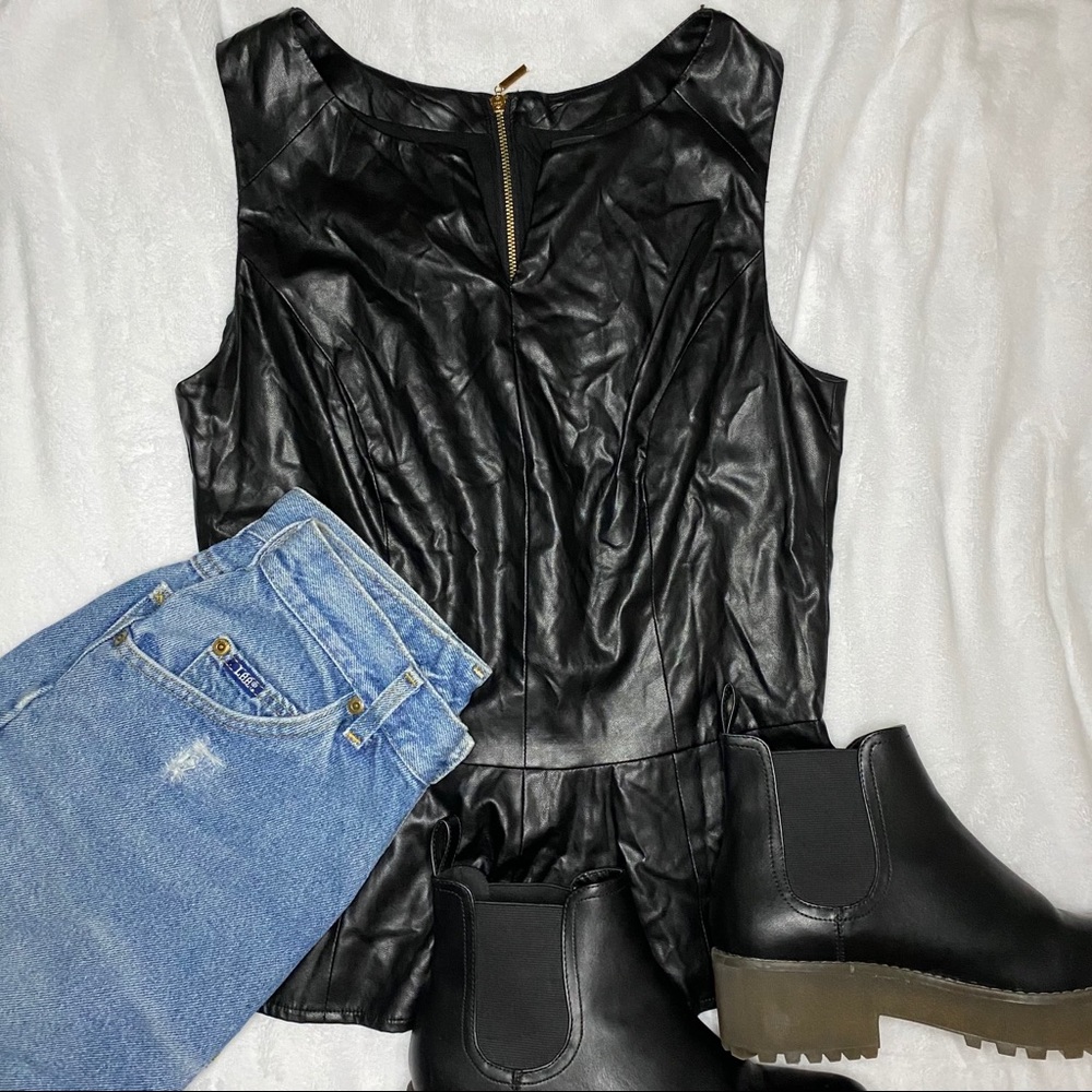 Tart Synthetic Leather Peplum Top